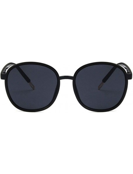 Round Women Fashion Eyewear Round Transparent Sunglasses with Case UV400 - Glossy Black Frame/Grey Lens - CI18WM9E0E8 $26.10