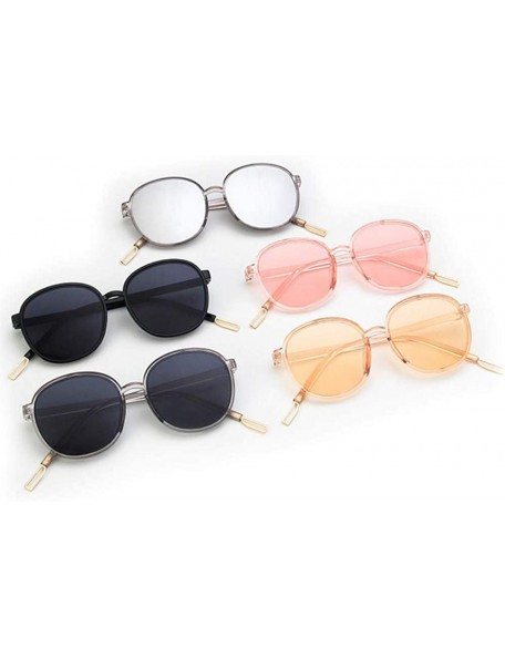 Round Women Fashion Eyewear Round Transparent Sunglasses with Case UV400 - Glossy Black Frame/Grey Lens - CI18WM9E0E8 $26.10