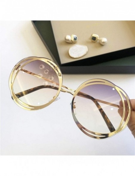 Oversized Oversize Flower Sunglasses for Women Shades Thin Face Eyewear UV400 - Gold Black - C01902WXK2H $12.24