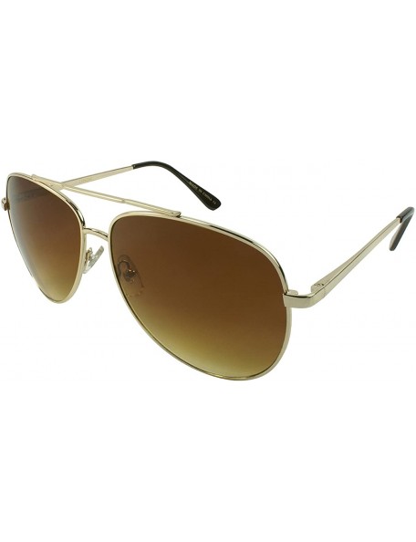 Aviator Classic Metal Aviator Sunglasses with Gradient Lens 21062S-AP - Gold/Brown Lens - CS12I8XQE4D $9.46