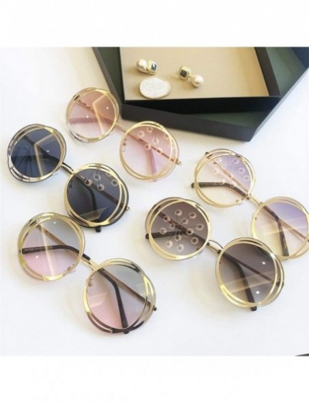 Oversized Oversize Flower Sunglasses for Women Shades Thin Face Eyewear UV400 - Gold Black - C01902WXK2H $12.24