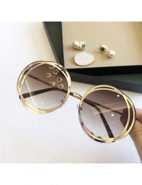 Oversized Oversize Flower Sunglasses for Women Shades Thin Face Eyewear UV400 - Gold Black - C01902WXK2H $12.24