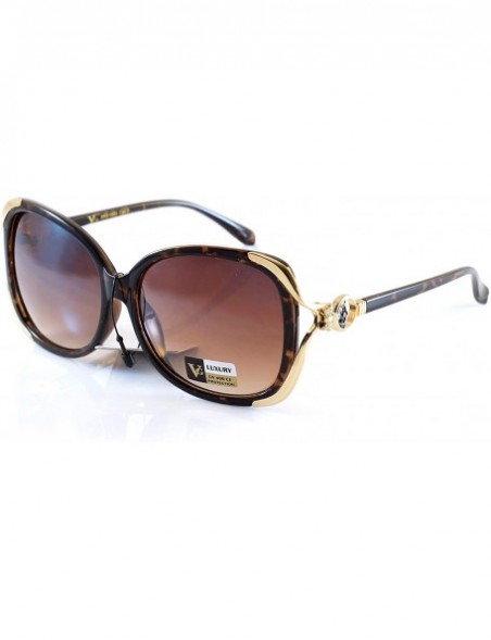 Butterfly Luxury Rhinestone Ribbon Jewel Temple Oversize Butterfly Sunglasses A219 - Tortoise/ Brown Gr - C718H8O8604 $10.12