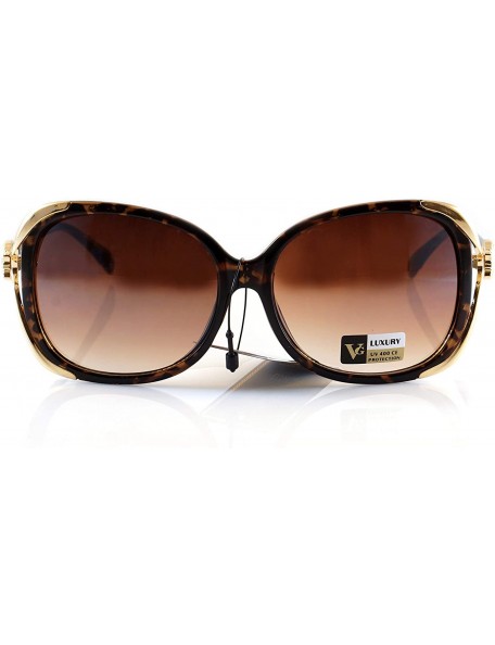 Butterfly Luxury Rhinestone Ribbon Jewel Temple Oversize Butterfly Sunglasses A219 - Tortoise/ Brown Gr - C718H8O8604 $10.12
