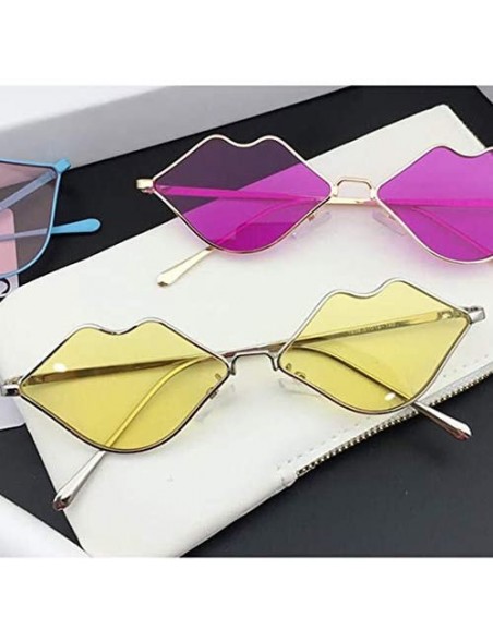 Aviator Sexy Lips Sunglasses for Women Hippie Sun Glasses for Party Summer Eyewear - Pink - CF1992O2U5Y $5.87