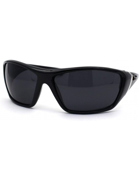 Oversized Mens Oversize Warp Sport Gangster All Black Sunglasses - Gloss - CH195SXLR30 $12.94