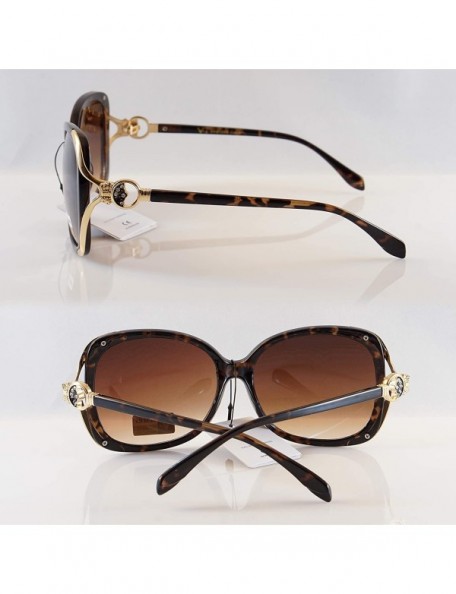 Butterfly Luxury Rhinestone Ribbon Jewel Temple Oversize Butterfly Sunglasses A219 - Tortoise/ Brown Gr - C718H8O8604 $10.12