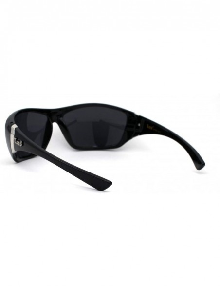 Oversized Mens Oversize Warp Sport Gangster All Black Sunglasses - Gloss - CH195SXLR30 $12.94