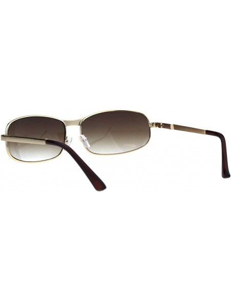 Rectangular Mens Fashion Sunglasses Oval Rectangular Metal Frame Spring Hinge - Gold (Brown Gradient) - CH18OCQGOSC $11.24