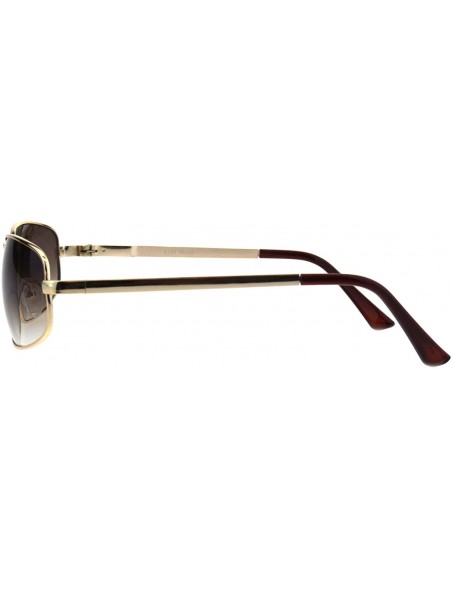 Rectangular Mens Fashion Sunglasses Oval Rectangular Metal Frame Spring Hinge - Gold (Brown Gradient) - CH18OCQGOSC $11.24