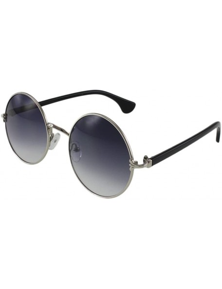 Round Jules - Retro Round Sunglasses with Microfiber Pouch - Silver / Smoke - CT187UCSQS5 $13.38
