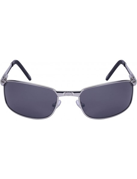 Rectangular Men's Metal Frame Sunglasses with Flash Mirrored Lens 25080S-FM - Silver - C4126FWNCZD $12.18