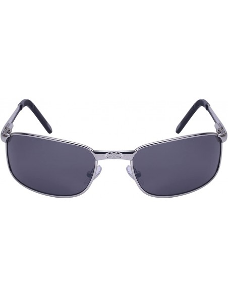 Rectangular Men's Metal Frame Sunglasses with Flash Mirrored Lens 25080S-FM - Silver - C4126FWNCZD $12.18