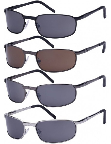 Rectangular Men's Metal Frame Sunglasses with Flash Mirrored Lens 25080S-FM - Silver - C4126FWNCZD $12.18