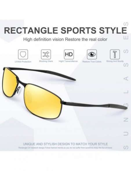 Wayfarer Polarized Sport Mens Sunglasses HD Lens Metal Frame Driving Shades FD 9005 - A-yellow - CW185K6XM52 $13.31