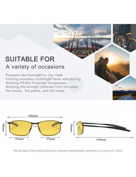 Wayfarer Polarized Sport Mens Sunglasses HD Lens Metal Frame Driving Shades FD 9005 - A-yellow - CW185K6XM52 $13.31