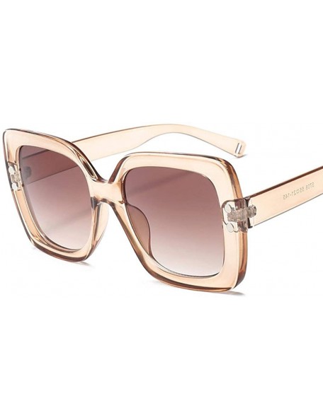 Oversized Women Oversized Sunglasses Vintage Transparent Gradient Sun Glasses Ladeis Big Frame Design Eyewear UV400 - Brown -...