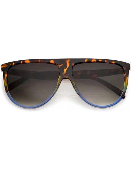 Oversized Modern Oversize Flat Top Neutral Color Flat Lens Aviator Sunglasses 59mm - Tortoise Blue / Lavender - CW182HC2TTQ $...