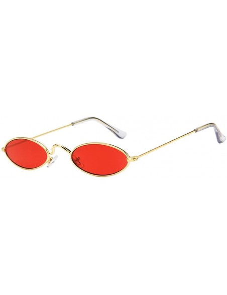 Oval Sunglasses For Man HD Casual Cool Metal Oval Glasses 2018 New Fashion - Gold Frames Red Lens - CO18D6GG7YM $11.88