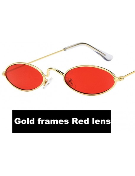 Oval Sunglasses For Man HD Casual Cool Metal Oval Glasses 2018 New Fashion - Gold Frames Red Lens - CO18D6GG7YM $11.88