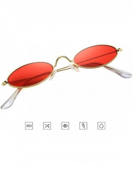 Oval Sunglasses For Man HD Casual Cool Metal Oval Glasses 2018 New Fashion - Gold Frames Red Lens - CO18D6GG7YM $11.88