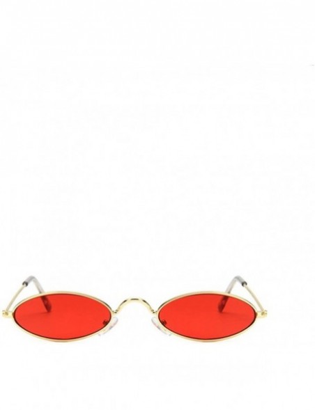 Oval Sunglasses For Man HD Casual Cool Metal Oval Glasses 2018 New Fashion - Gold Frames Red Lens - CO18D6GG7YM $11.88