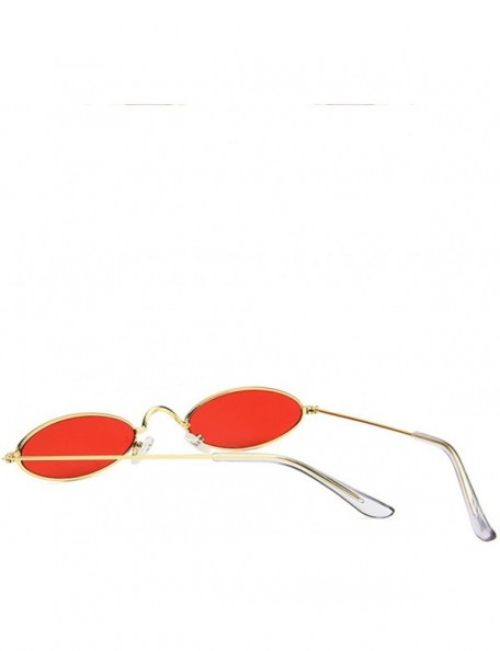 Oval Sunglasses For Man HD Casual Cool Metal Oval Glasses 2018 New Fashion - Gold Frames Red Lens - CO18D6GG7YM $11.88