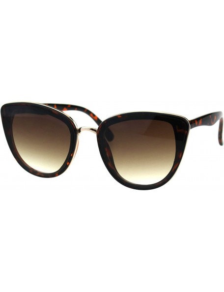 Cat Eye Womens Mod Diva Designer Fashion Cat Eye Retro Sunglasses - Tortoise Brown - CB18ES2SO6L $8.70