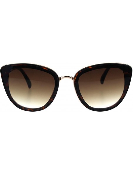 Cat Eye Womens Mod Diva Designer Fashion Cat Eye Retro Sunglasses - Tortoise Brown - CB18ES2SO6L $8.70