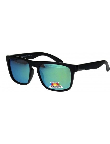 Square Polarized Lens Sunglasses Unisex Casual Fashion Square Frame Shades UV 400 - Black (Yellow Green Mirror) - CF18SIR7K24...