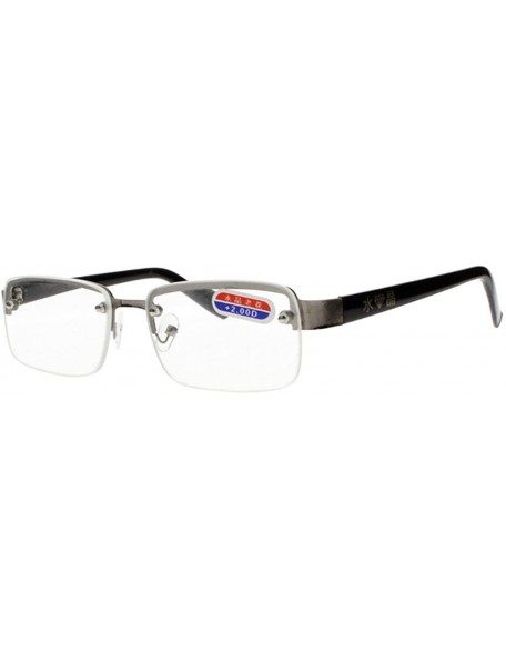 Rectangular Designer Men Rimless Metal Clear Tinted Crystal Lens Sunglasses Reading Glasses +1.00 ~ +4.00 - Clear - CF180ITXT...