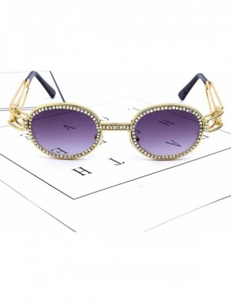 Goggle Vintage Small Round Diamond Sunglasses Women 2019 Er Fashion Steampunk Colorful Rhinestone Shades UV400 Oculos - CU198...