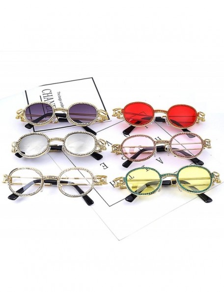 Goggle Vintage Small Round Diamond Sunglasses Women 2019 Er Fashion Steampunk Colorful Rhinestone Shades UV400 Oculos - CU198...