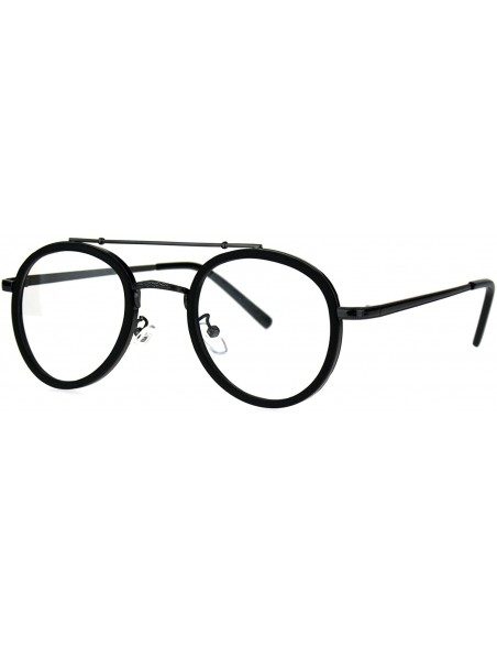 Oval Vintage Fashion Clear Lens Glasses Oval Round Designer Style Eyeglasses - Gunmetal Matte Black - CE186LXK47N $11.16