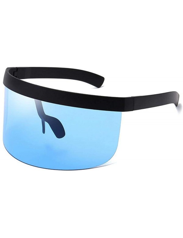 Oversized Fashion Sunglasses Women Men Goggle Sun Glasses Big Frame Shield Visor Windproof O44 - Black-blue - C0197A2MQSR $35.57