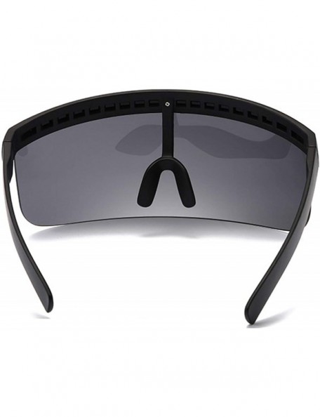 Oversized Fashion Sunglasses Women Men Goggle Sun Glasses Big Frame Shield Visor Windproof O44 - Black-blue - C0197A2MQSR $35.57
