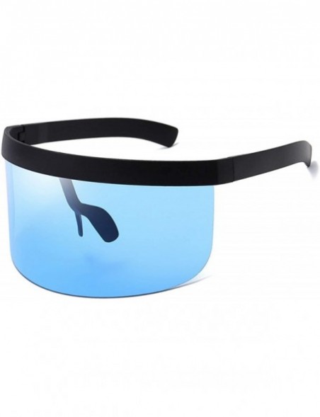 Oversized Fashion Sunglasses Women Men Goggle Sun Glasses Big Frame Shield Visor Windproof O44 - Black-blue - C0197A2MQSR $35.57