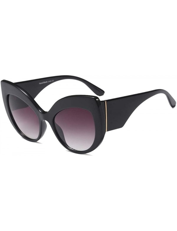 Cat Eye Thick Rim 60s Vintage Inspired Ultra Big Cateye Sunglasses for Women Bold Frame - Black - C5194ESCQID $11.16