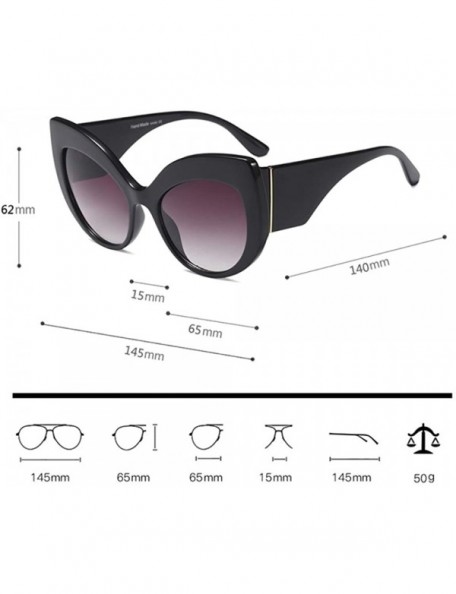 Cat Eye Thick Rim 60s Vintage Inspired Ultra Big Cateye Sunglasses for Women Bold Frame - Black - C5194ESCQID $11.16