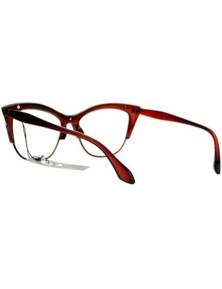 Cat Eye Vintage Retro Fashion Clear Lens Glasses Womens Half Rim Look Cateye - Brown - C0187C66U09 $13.09