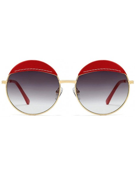 Round 2020 New Fashion Metal Sunglasses Ladies Round Frame Sunglasses Retro Tide Black Red Sun Glasses - Red - CE192ZH4RLC $1...