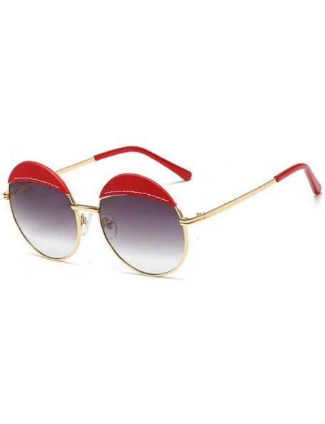 Round 2020 New Fashion Metal Sunglasses Ladies Round Frame Sunglasses Retro Tide Black Red Sun Glasses - Red - CE192ZH4RLC $1...