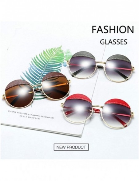 Round 2020 New Fashion Metal Sunglasses Ladies Round Frame Sunglasses Retro Tide Black Red Sun Glasses - Red - CE192ZH4RLC $1...