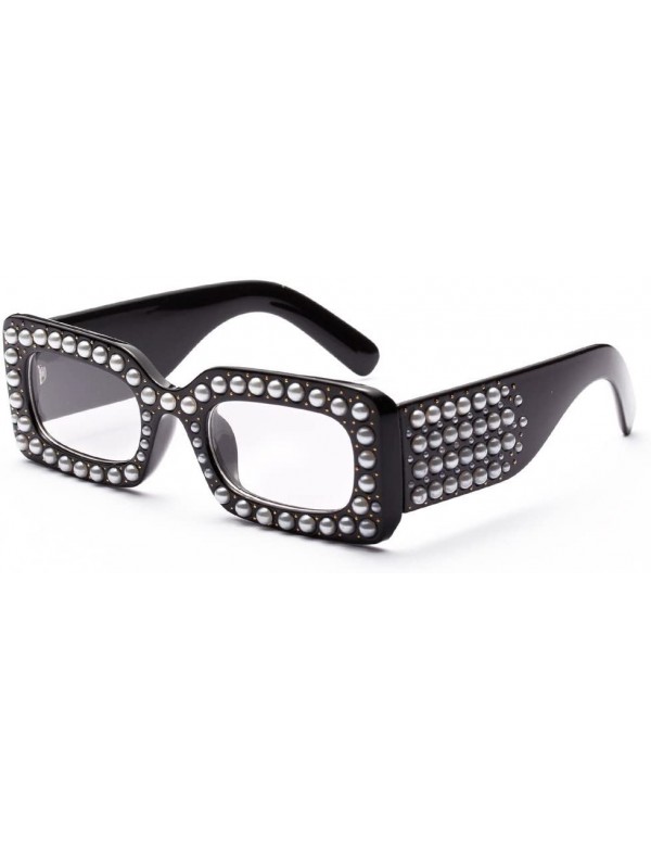 Square Oversized Sunglasses Rectangular Rhinestone - B - C8199OR88IG $9.90