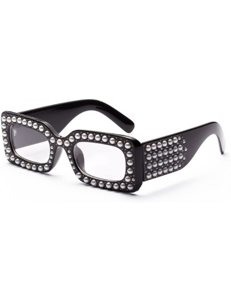 Square Oversized Sunglasses Rectangular Rhinestone - B - C8199OR88IG $9.90