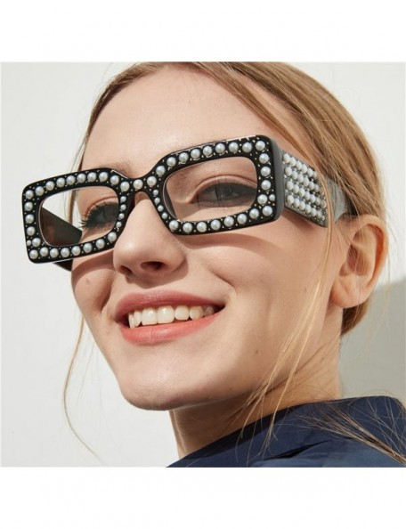 Square Oversized Sunglasses Rectangular Rhinestone - B - C8199OR88IG $9.90