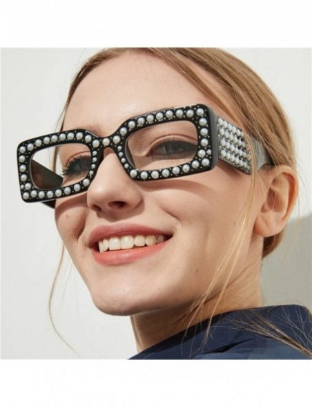 Square Oversized Sunglasses Rectangular Rhinestone - B - C8199OR88IG $9.90