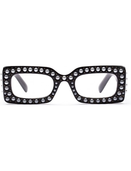 Square Oversized Sunglasses Rectangular Rhinestone - B - C8199OR88IG $9.90