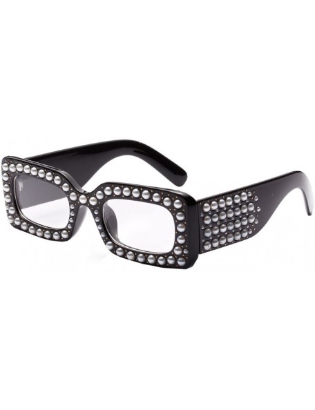 Square Oversized Sunglasses Rectangular Rhinestone - B - C8199OR88IG $9.90