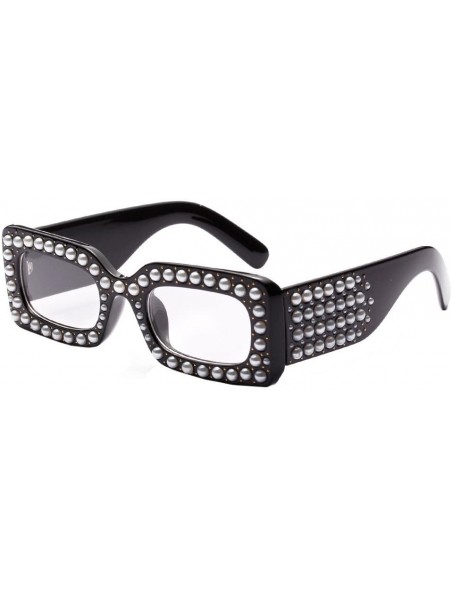 Square Oversized Sunglasses Rectangular Rhinestone - B - C8199OR88IG $9.90